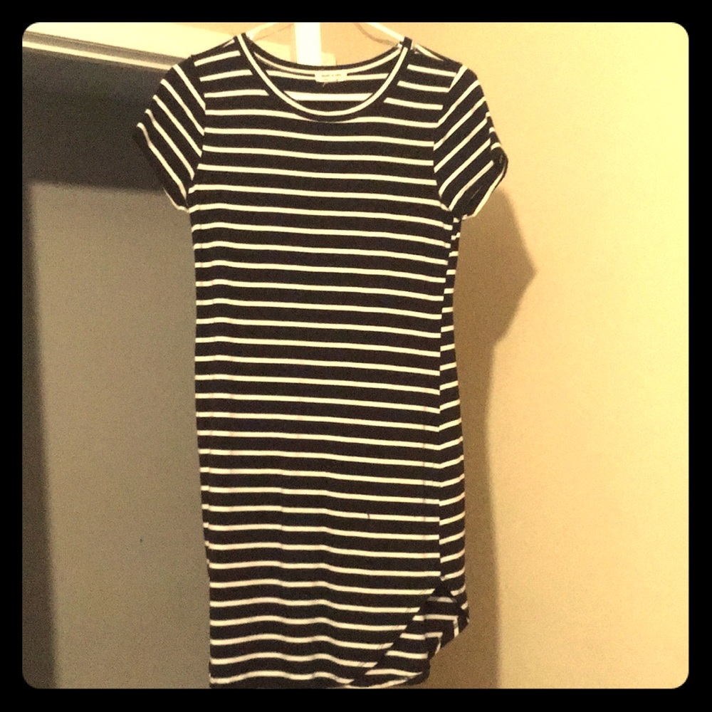 Black and white striped skin tight dress